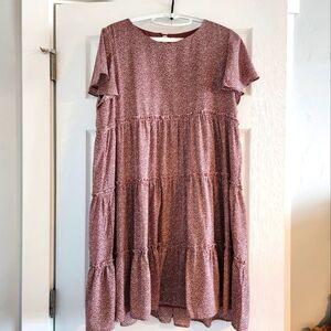 Flirty Dusty Rose Tiered Dress